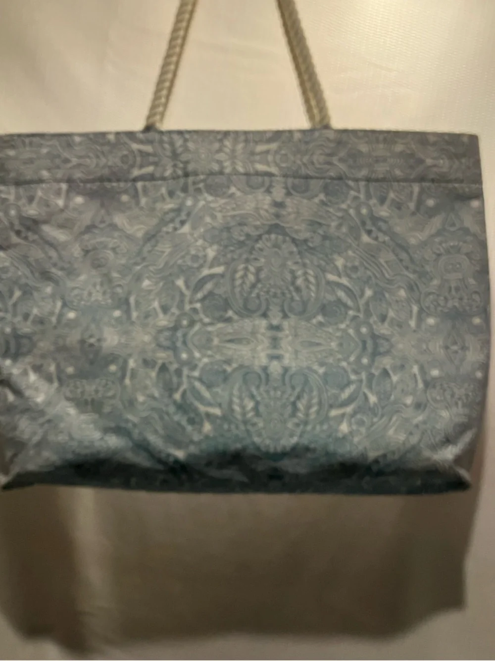 Beach-Ready Blue Patterned Tote with Rope Handles - Picture 8 of 8